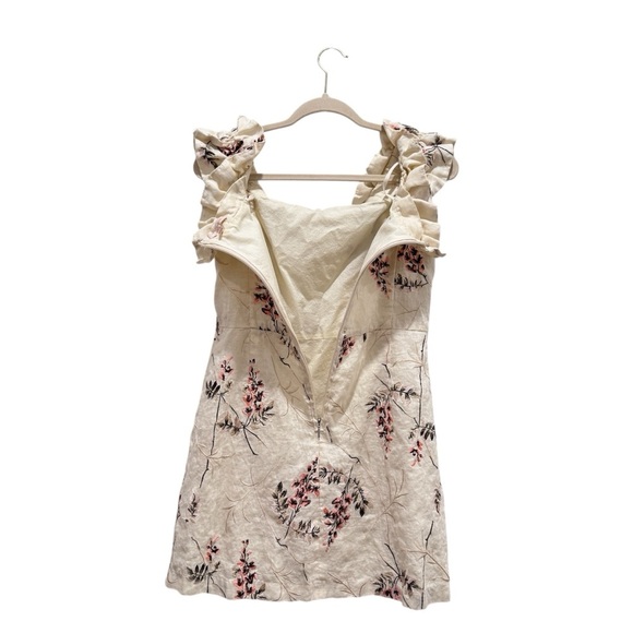 REVOLVE Rebecca Taylor Floral Embroidered Off Shoulder Ivie Mini Dress Cream Sz8 - Picture 8 of 10